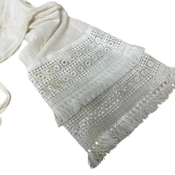 Judith March Cotton Gauze Bohemian Mini Dress With Dramatic Flared Sleeves Sz M - Picture 6 of 15